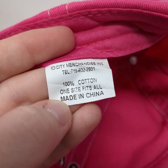 Chicago Strapback Baseball Cap Pink One Size Adjustable Embroidered Distressed - Picture 9 of 9